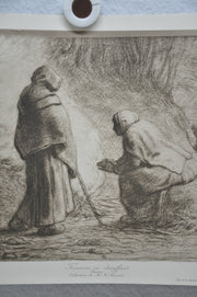 Jean-François Millet "Femmes se chauffant" Lithograph Etching Print   - TvMovieCards.com