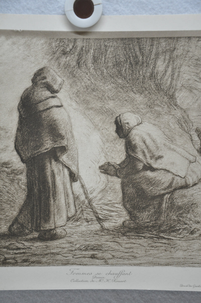 Jean-François Millet "Femmes se chauffant" Lithograph Etching Print   - TvMovieCards.com