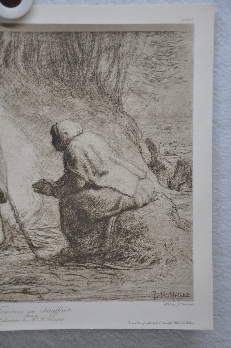 Jean-François Millet "Femmes se chauffant" Lithograph Etching Print   - TvMovieCards.com