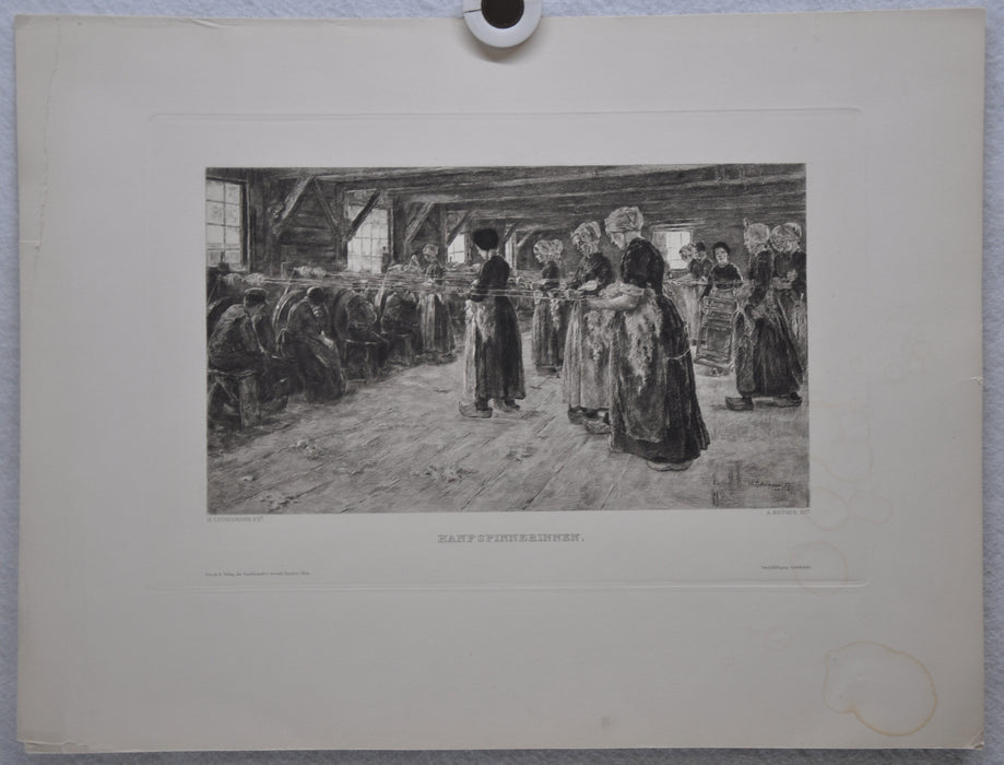 Max Liebermann "Hanfspinnerinnen" 1892 Lithograph Etching Print   - TvMovieCards.com