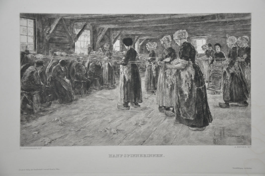 Max Liebermann "Hanfspinnerinnen" 1892 Lithograph Etching Print   - TvMovieCards.com