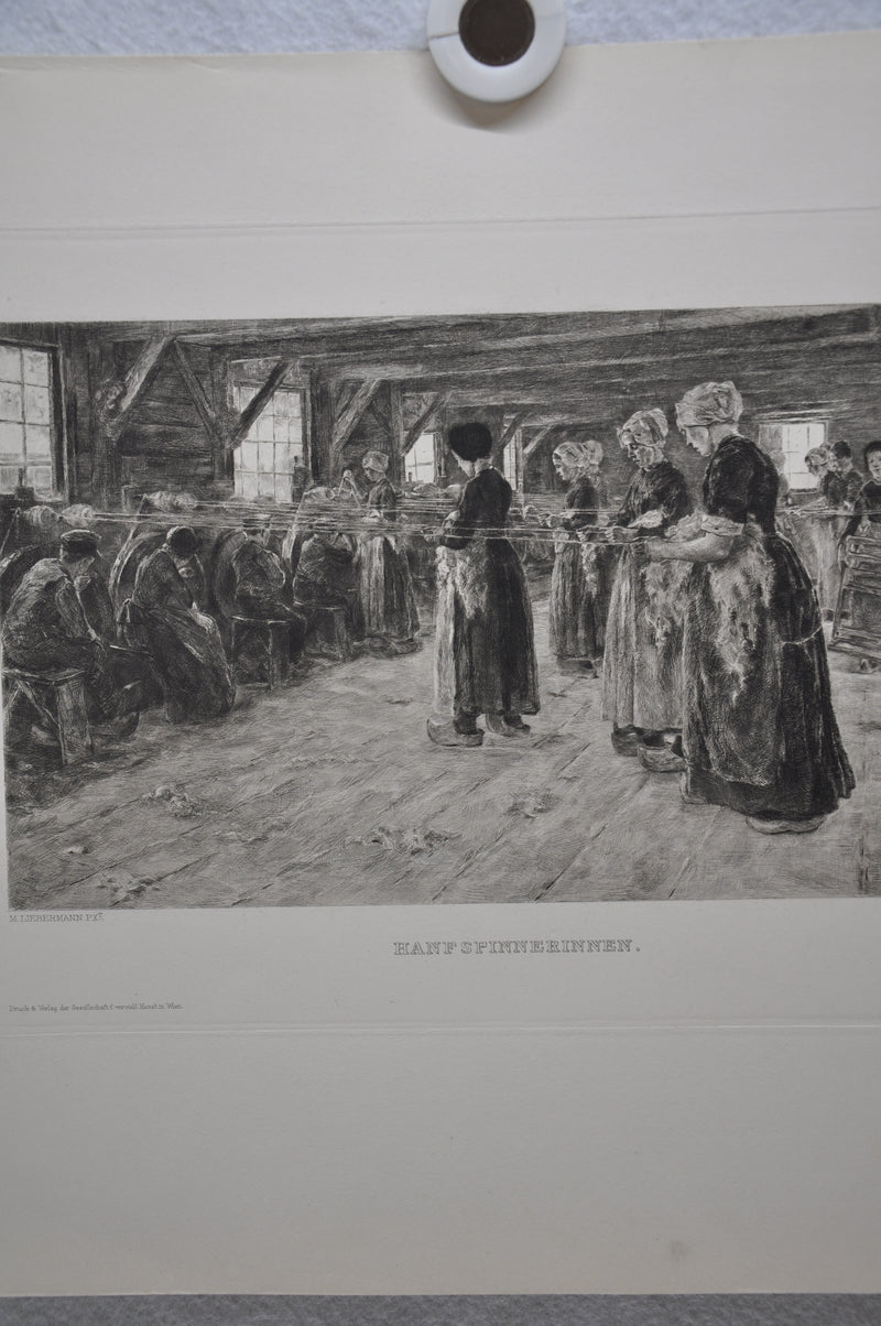 Max Liebermann "Hanfspinnerinnen" 1892 Lithograph Etching Print   - TvMovieCards.com