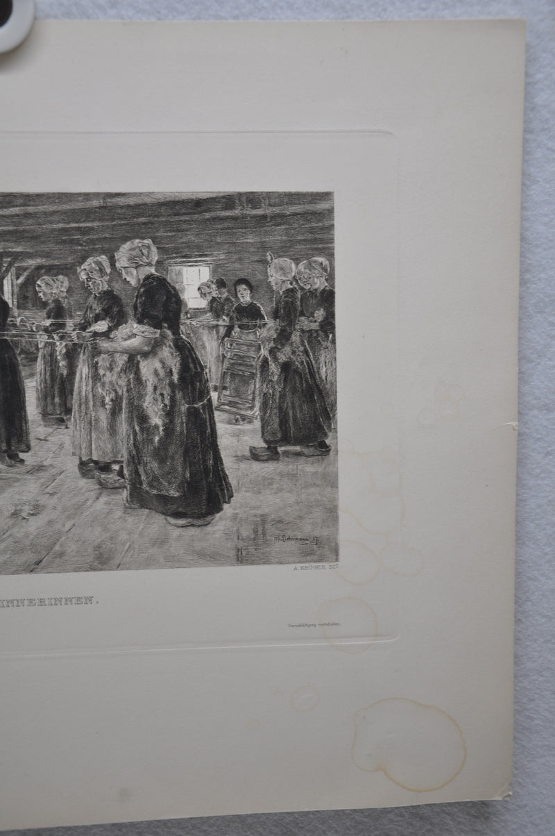Max Liebermann "Hanfspinnerinnen" 1892 Lithograph Etching Print   - TvMovieCards.com