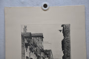 E. Nicolle 1877 "Rue da Gril"  Lithograph Engraving Etching Print 15" x 21"   - TvMovieCards.com