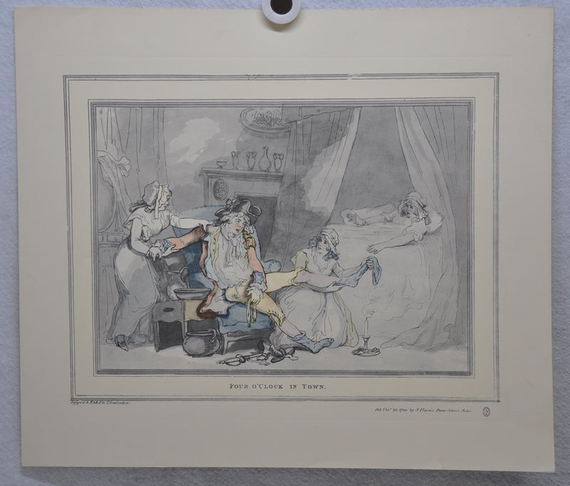 T Rowlandson "Four o'clock in the City" Lithograph Etching Print 16" x 18.5"   - TvMovieCards.com
