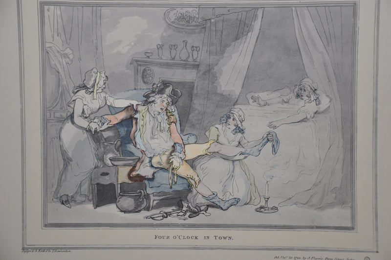 T Rowlandson "Four o'clock in the City" Lithograph Etching Print 16" x 18.5"   - TvMovieCards.com