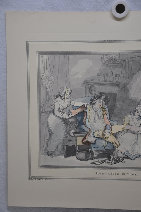 T Rowlandson "Four o'clock in the City" Lithograph Etching Print 16" x 18.5"   - TvMovieCards.com