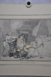 T Rowlandson "Four o'clock in the City" Lithograph Etching Print 16" x 18.5"   - TvMovieCards.com