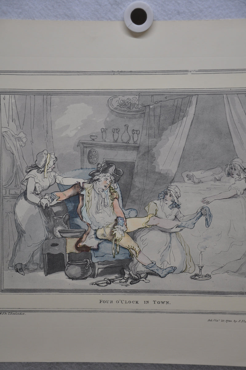 T Rowlandson "Four o'clock in the City" Lithograph Etching Print 16" x 18.5"   - TvMovieCards.com