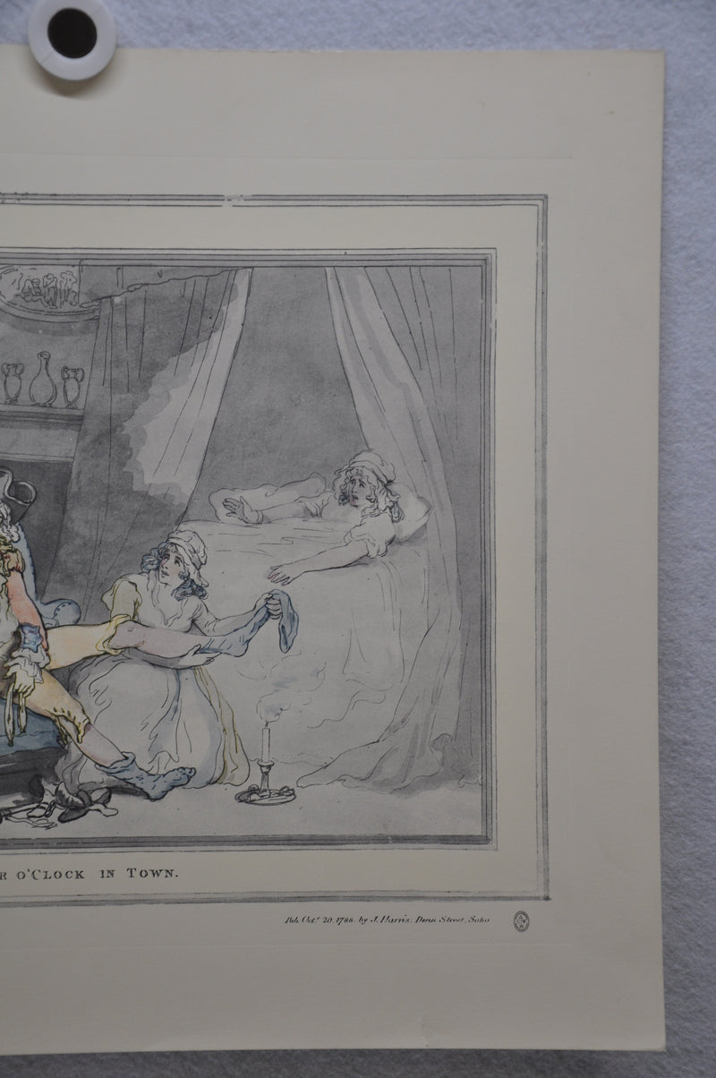 T Rowlandson "Four o'clock in the City" Lithograph Etching Print 16" x 18.5"   - TvMovieCards.com