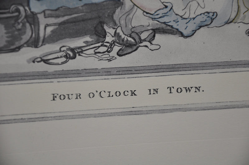 T Rowlandson "Four o'clock in the City" Lithograph Etching Print 16" x 18.5"   - TvMovieCards.com