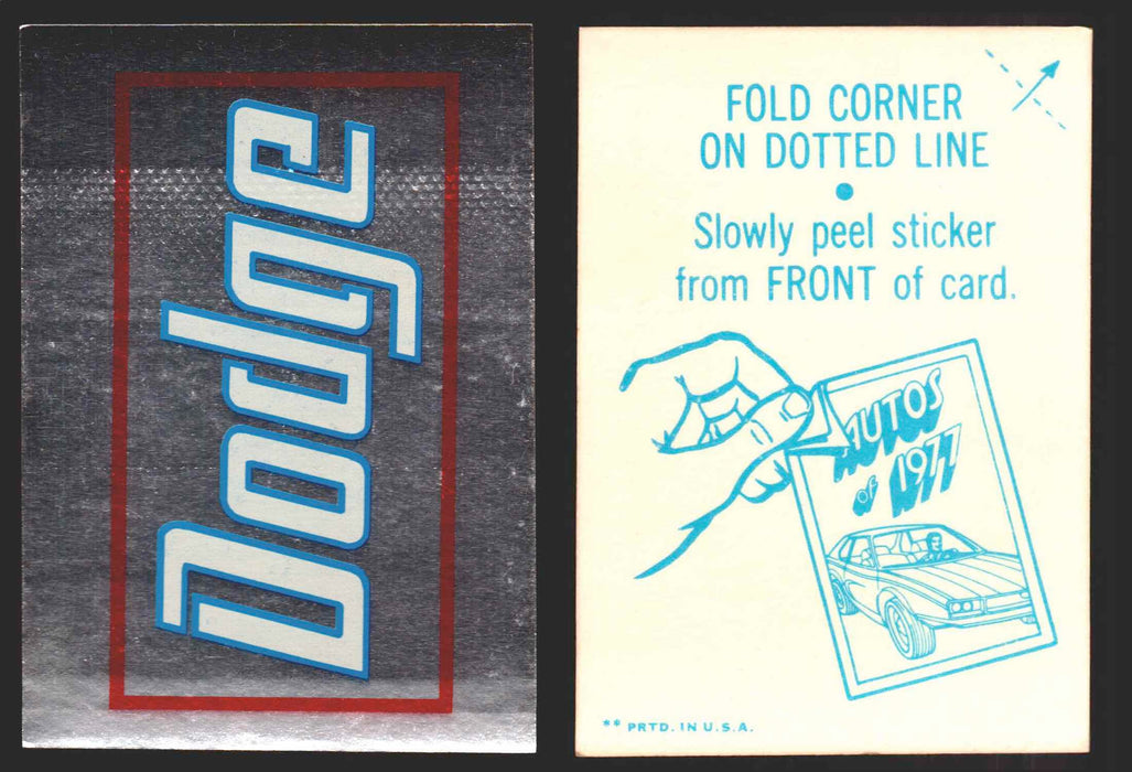 1976 Autos of 1977 Vintage Sticker Trading Cards You Pick Singles #1-20 Topps Dodge  - TvMovieCards.com