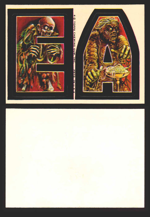 1973-74 Monster Initials Vintage Sticker Trading Cards You Pick Singles #1-#132 E A (Zombie/Zombie)  - TvMovieCards.com
