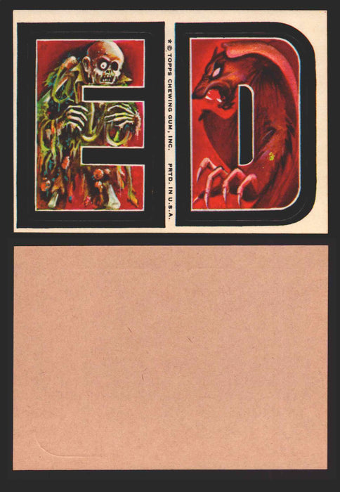 1973-74 Monster Initials Vintage Sticker Trading Cards You Pick Singles #1-#132 E D  - TvMovieCards.com