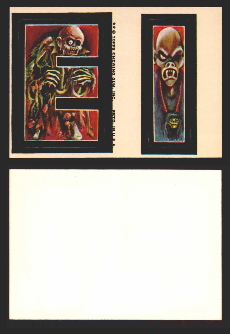 1973-74 Monster Initials Vintage Sticker Trading Cards You Pick Singles #1-#132 E I (Zombie/Ghoul)  - TvMovieCards.com