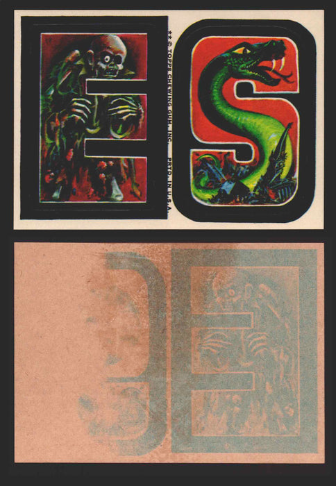 1973-74 Monster Initials Vintage Sticker Trading Cards You Pick Singles #1-#132 E S (Zombie/Snake)  - TvMovieCards.com