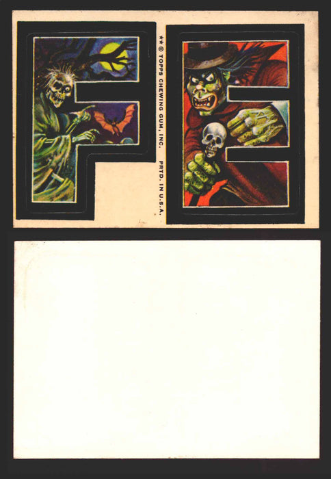 1973-74 Monster Initials Vintage Sticker Trading Cards You Pick Singles #1-#132 F E  - TvMovieCards.com