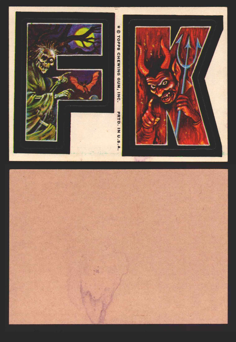 1973-74 Monster Initials Vintage Sticker Trading Cards You Pick Singles #1-#132 F K  - TvMovieCards.com
