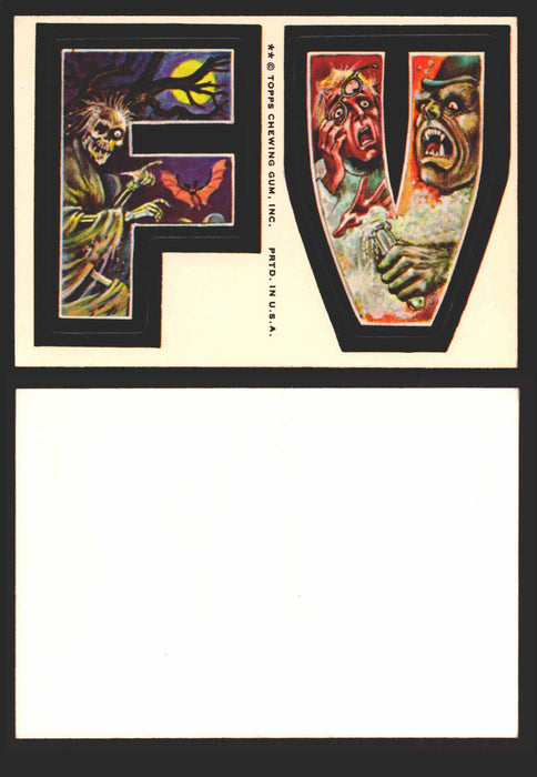 1973-74 Monster Initials Vintage Sticker Trading Cards You Pick Singles #1-#132 F V  - TvMovieCards.com