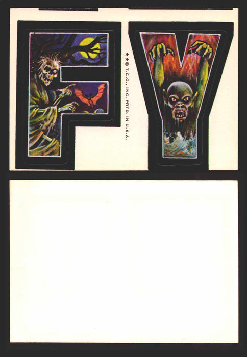 1973-74 Monster Initials Vintage Sticker Trading Cards You Pick Singles #1-#132 F Y  - TvMovieCards.com