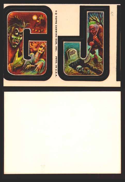 1973-74 Monster Initials Vintage Sticker Trading Cards You Pick Singles #1-#132 G J  - TvMovieCards.com