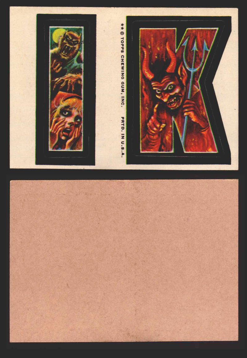 1973-74 Monster Initials Vintage Sticker Trading Cards You Pick Singles #1-#132 I K  - TvMovieCards.com