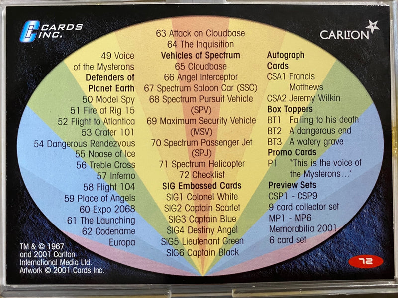 Captain Scarlet Base Card Set 72 Cards Cards Inc. 2001/2002   - TvMovieCards.com