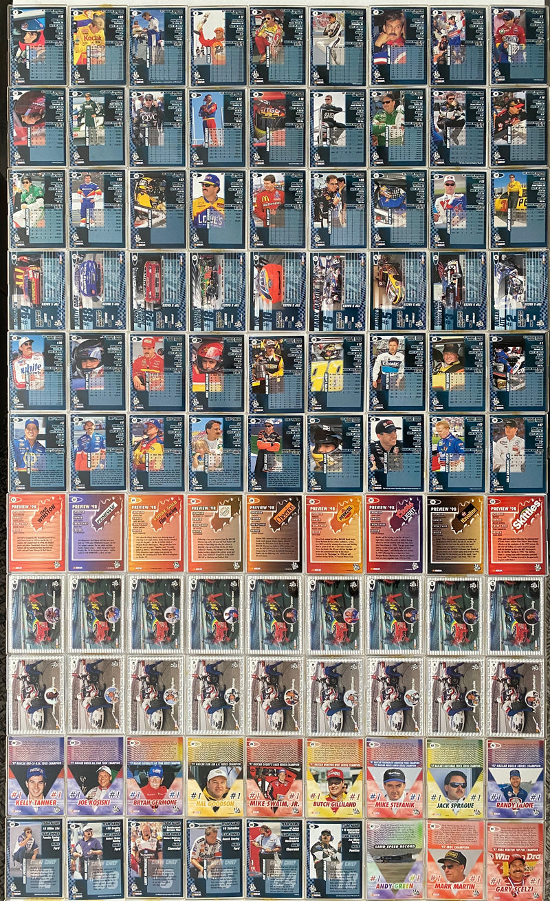 1998 Press Pass Complete Racing 100 Card Set NASCAR - Dale Earnhardt   - TvMovieCards.com