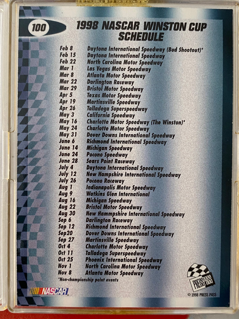 1998 Press Pass Complete Racing 100 Card Set NASCAR - Dale Earnhardt   - TvMovieCards.com