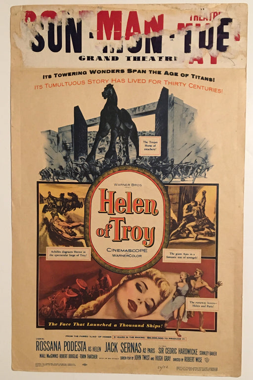 1956 Helen of Troy Original Window Card 14 x 22 Stanley Baker Rossana Podestà   - TvMovieCards.com