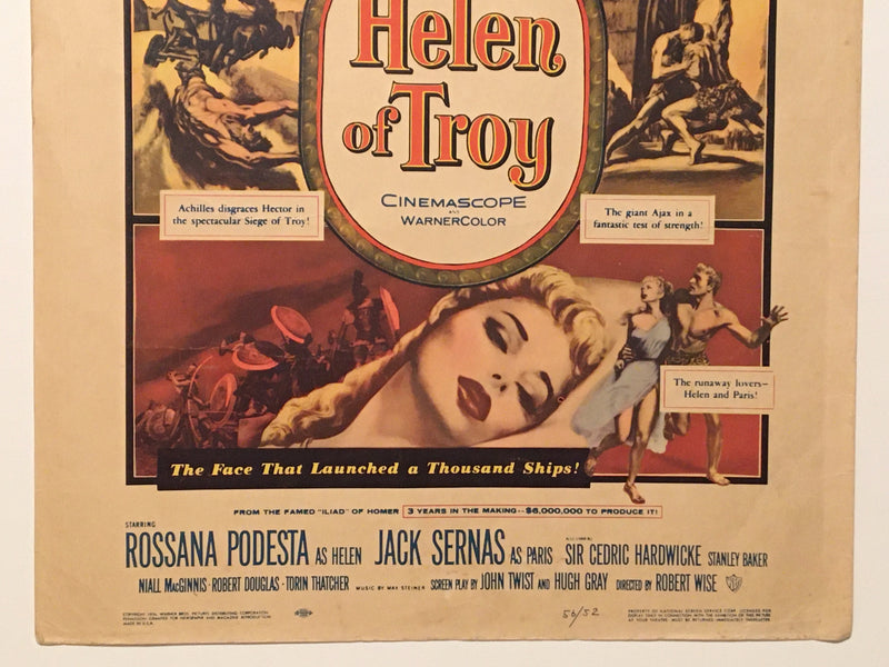 1956 Helen of Troy Original Window Card 14 x 22 Stanley Baker Rossana Podestà   - TvMovieCards.com
