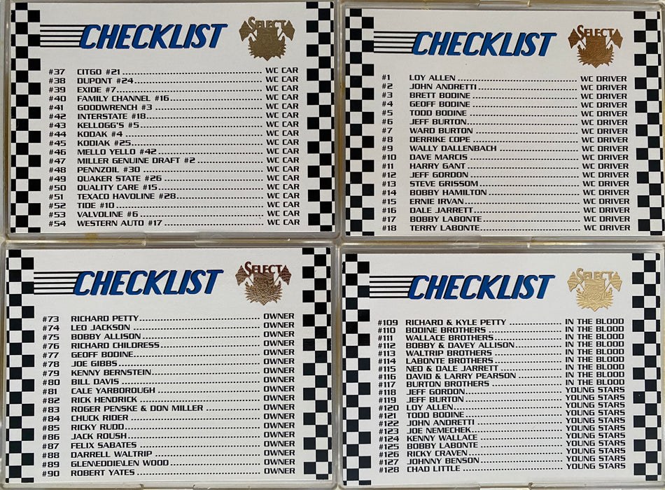 1994-95 Select Premier Edition Complete Racing 150 Card Set NASCAR - Earnhardt   - TvMovieCards.com