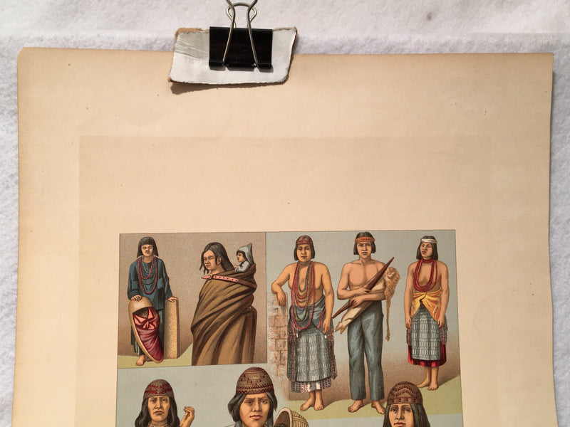 Auguste Racinet Lithograph c1880s Native Americans - Killimous Amerique   - TvMovieCards.com