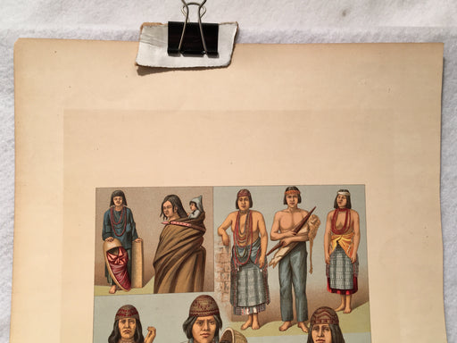Auguste Racinet Lithograph c1880s Native Americans - Killimous Amerique   - TvMovieCards.com