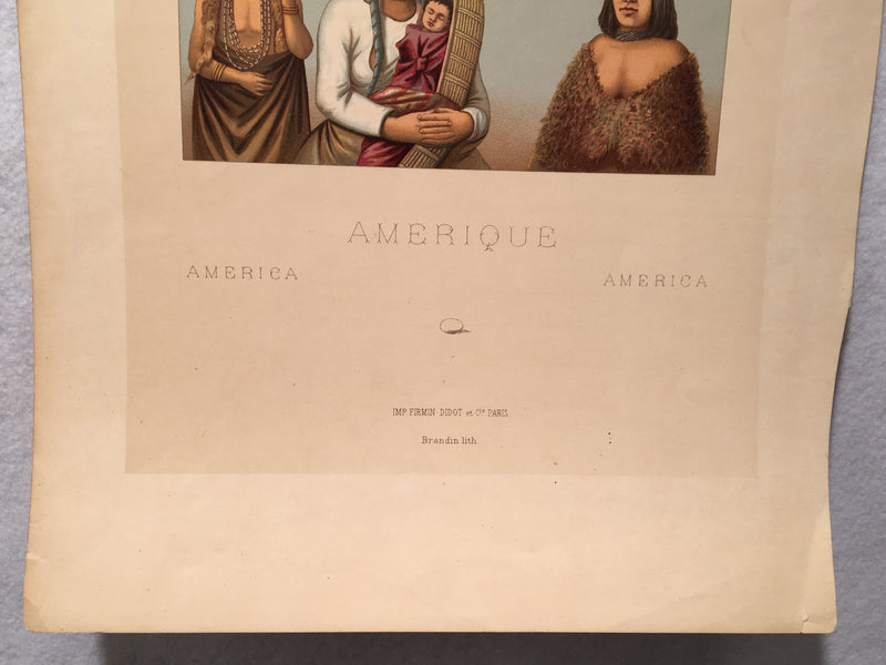 Auguste Racinet Lithograph c1880s Native Americans - Killimous Amerique   - TvMovieCards.com