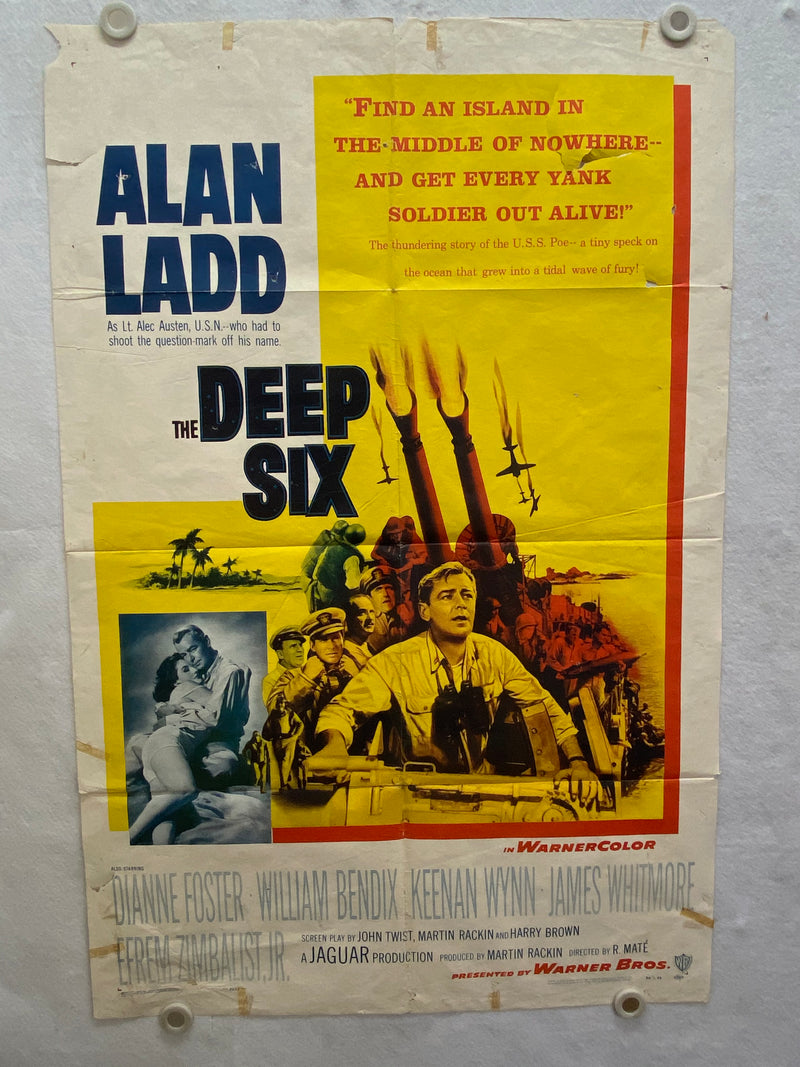 1958 The Deep Six Original 1SH Movie Poster 27 x 41 Alan Ladd, Dianne Foster   - TvMovieCards.com