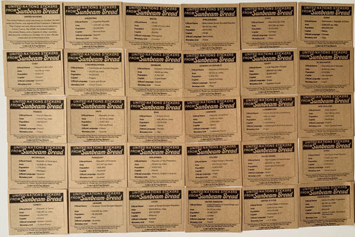 Flags of the United Nations Vintage Sticker Card Set  30 Sunbeam Bread 1977   - TvMovieCards.com
