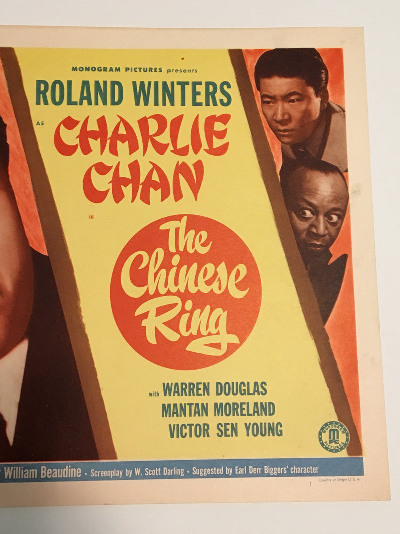 Original Charlie Chan - The Chinese Ring Lobby Card #1 Roland Winters Moreland   - TvMovieCards.com