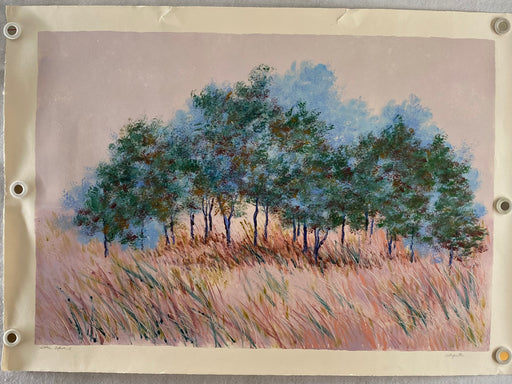 MARJORIE ALLEGRETTI (20TH CENTURY) Pink / Green Landscape Lithograph Signed   - TvMovieCards.com