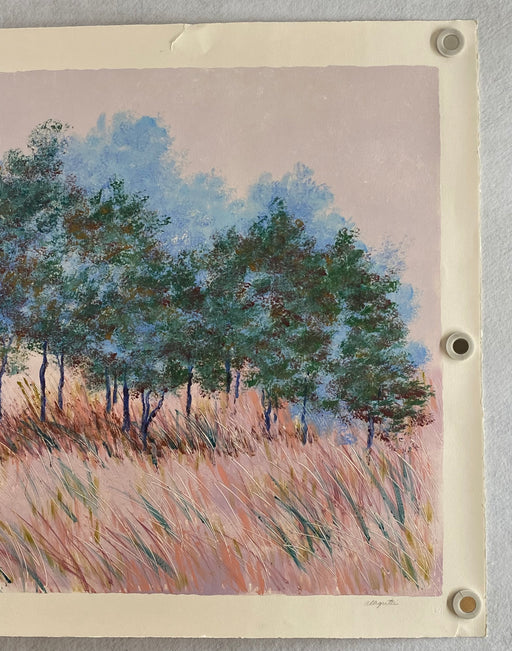 MARJORIE ALLEGRETTI (20TH CENTURY) Pink / Green Landscape Lithograph Signed   - TvMovieCards.com