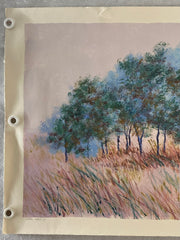 MARJORIE ALLEGRETTI (20TH CENTURY) Pink / Green Landscape Lithograph Signed   - TvMovieCards.com