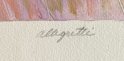 MARJORIE ALLEGRETTI (20TH CENTURY) Pink / Green Landscape Lithograph Signed   - TvMovieCards.com