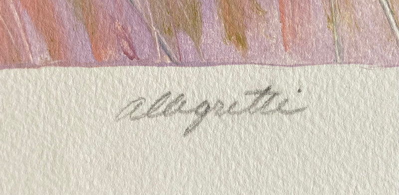 MARJORIE ALLEGRETTI (20TH CENTURY) Pink / Green Landscape Lithograph Signed   - TvMovieCards.com