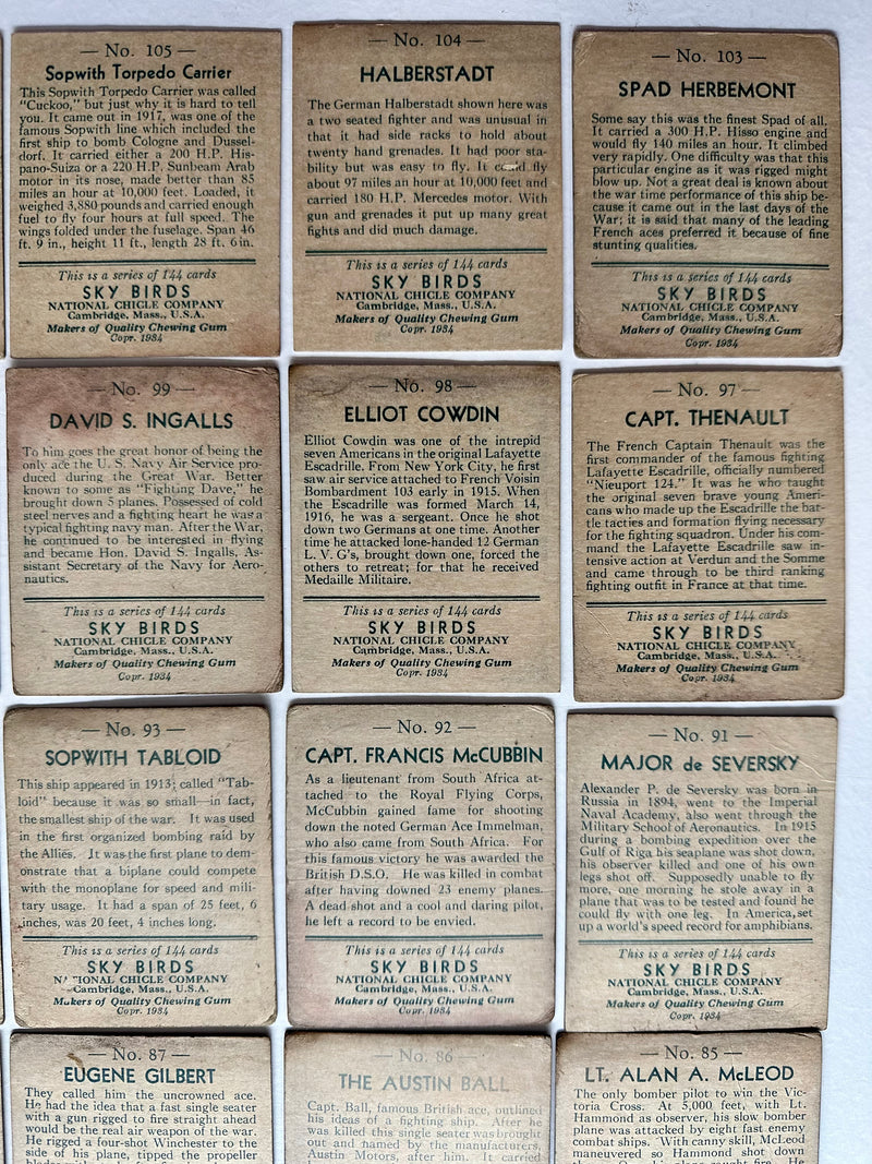 1933-1934 Sky Birds Complete Trading Card Set 108/108 National Chicle Co   - TvMovieCards.com