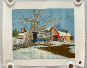 H. Hargrove Original Oil Serigraph Painting 11" x 13" Sign Barn Painter   - TvMovieCards.com