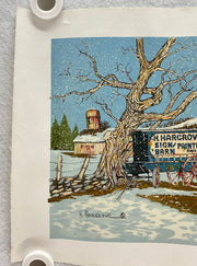 H. Hargrove Original Oil Serigraph Painting 11" x 13" Sign Barn Painter   - TvMovieCards.com