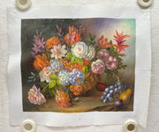 Oliver Original Oil Painting Beautiful Flower Bouquet Wicker Basket 11" x 13"   - TvMovieCards.com