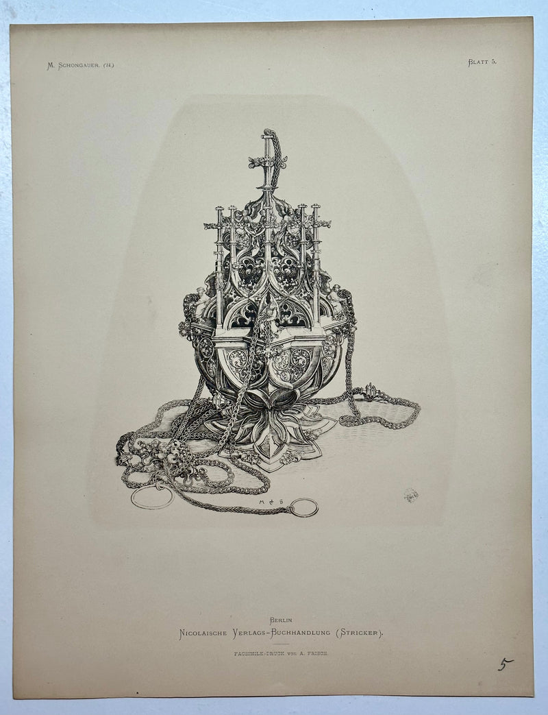 19th Century Decorative Art Ornament Lithograph Portfolio Print Germany 1877 #4   - TvMovieCards.com