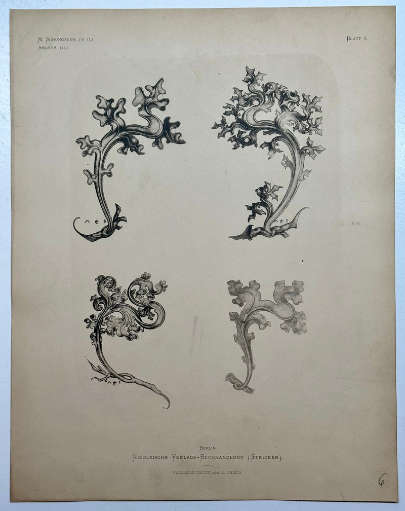 19th Century Decorative Art Ornament Lithograph Portfolio Print Germany 1877 #6   - TvMovieCards.com