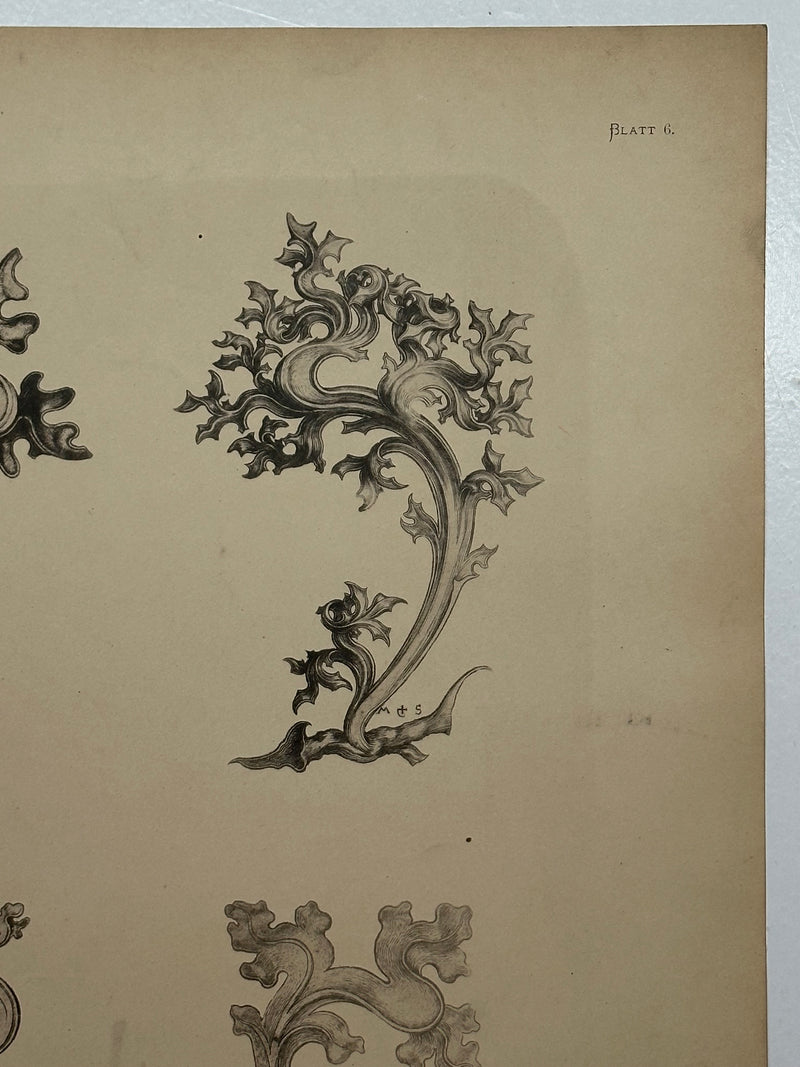 19th Century Decorative Art Ornament Lithograph Portfolio Print Germany 1877 #6   - TvMovieCards.com